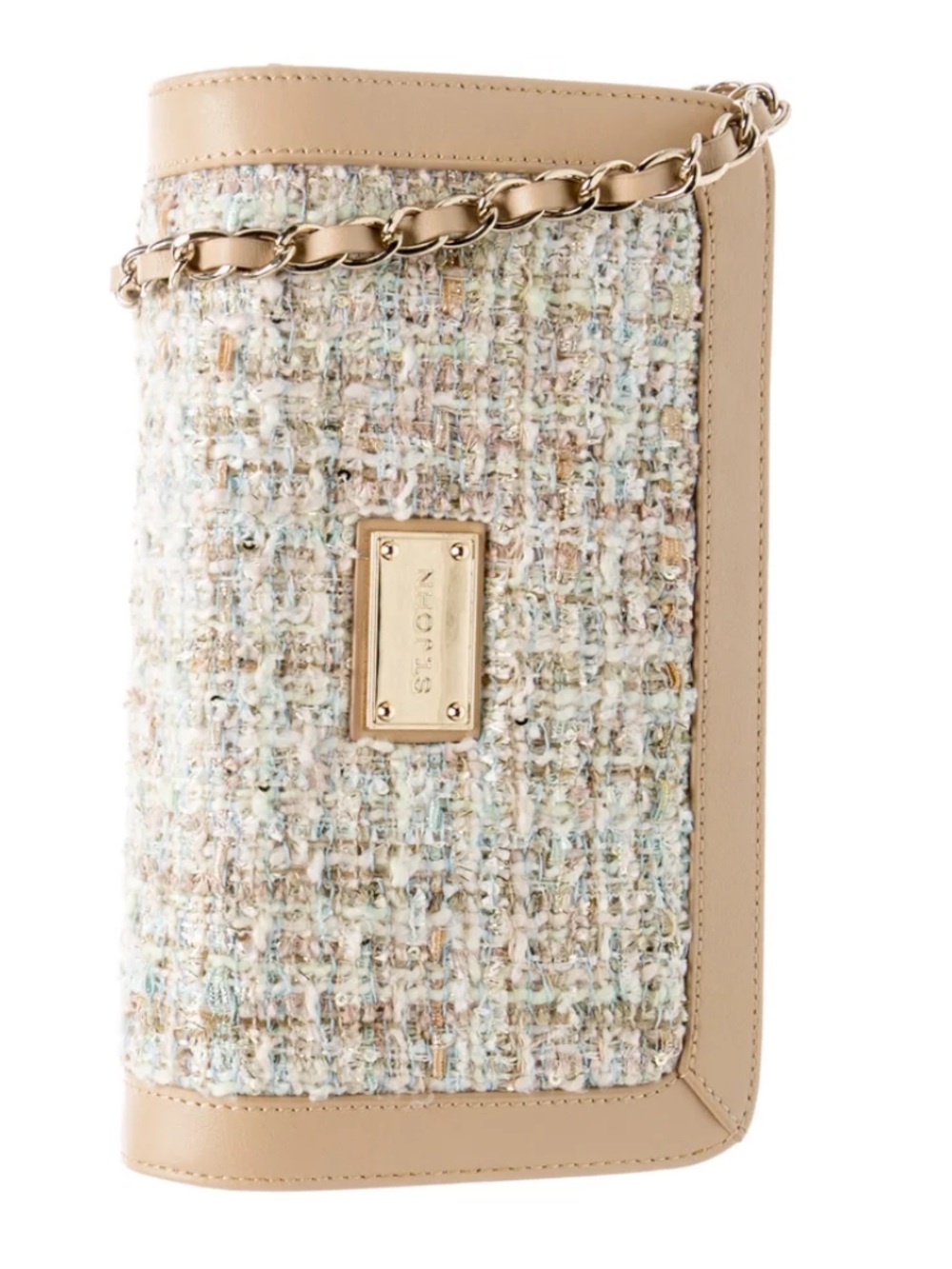 St John Handbag Tweed & Tan Leather Crossbody or Clutch - Picture 13 of 13